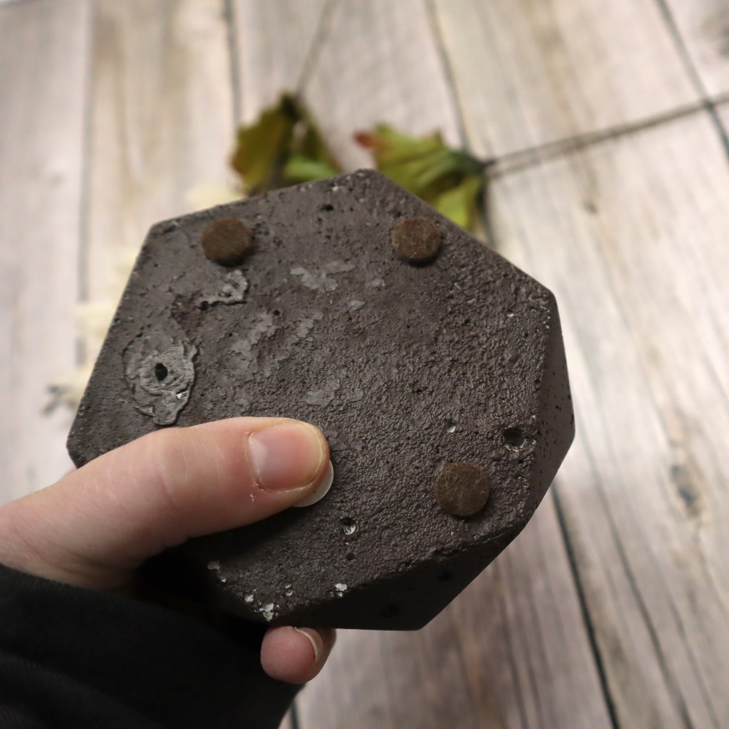 Dark Hexagon Faceted Concrete Planter