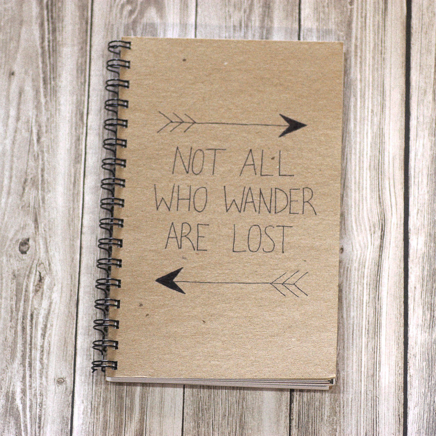 Handmade Upcycled Journal - "Not All Who Wander Are Lost"