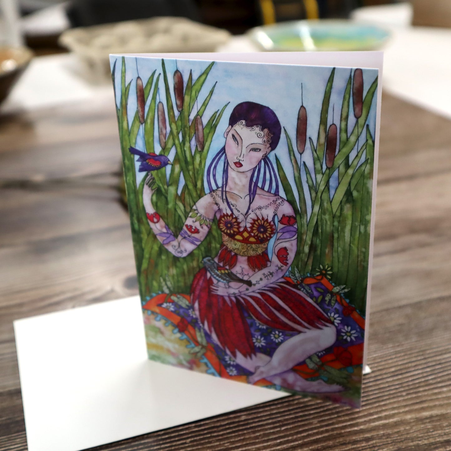 Greeting Card, Blank Inside, 4x6 - Woman with Birds