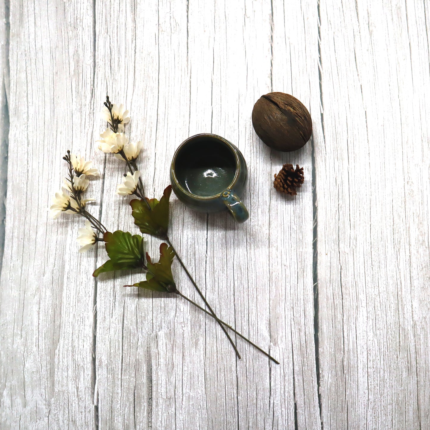 Small Blue Green Stoneware Mug