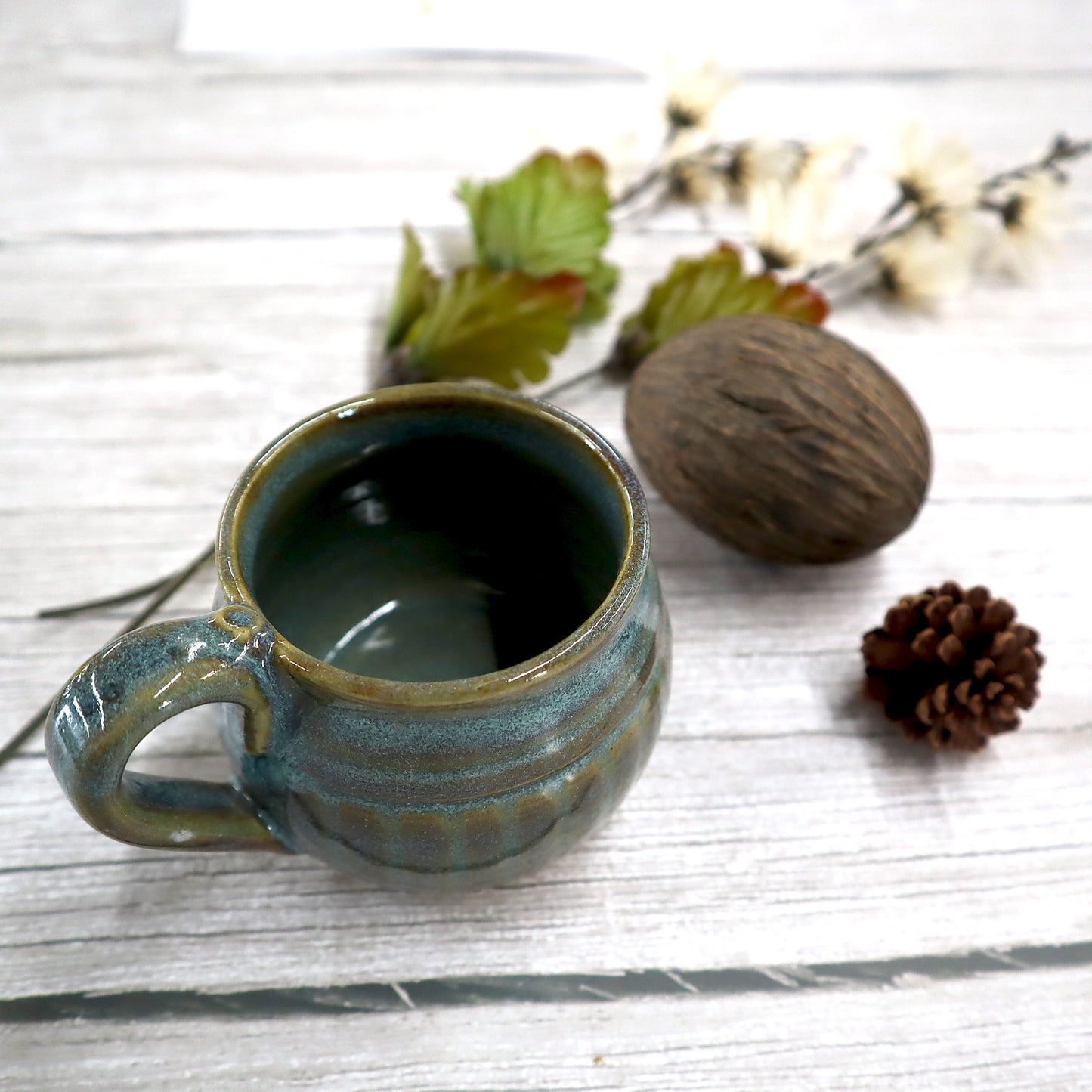 Small Blue Green Stoneware Mug