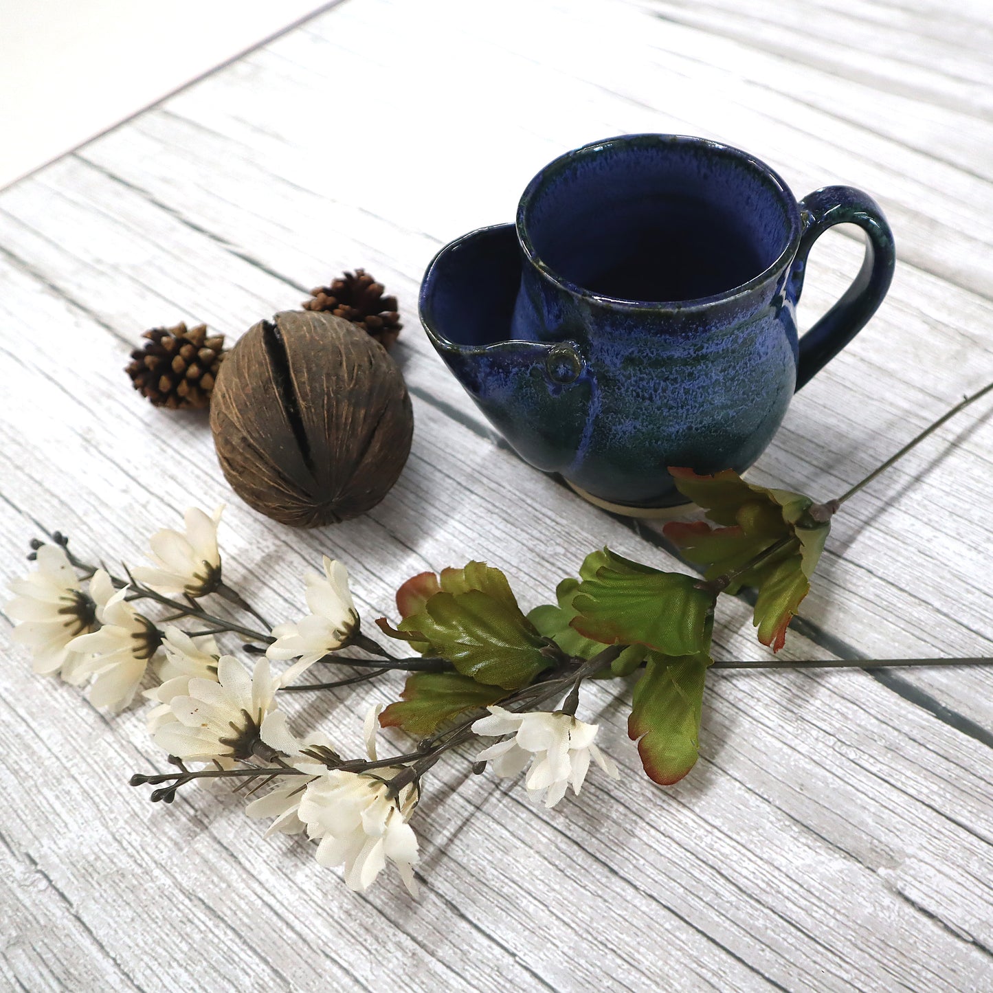 Cobalt Blue Tea Bag Keeper Stoneware Mug