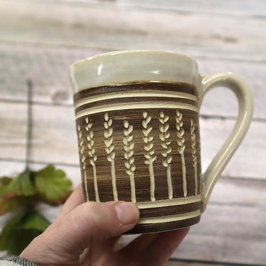 Small Stoneware Mug with Wheat Motif
