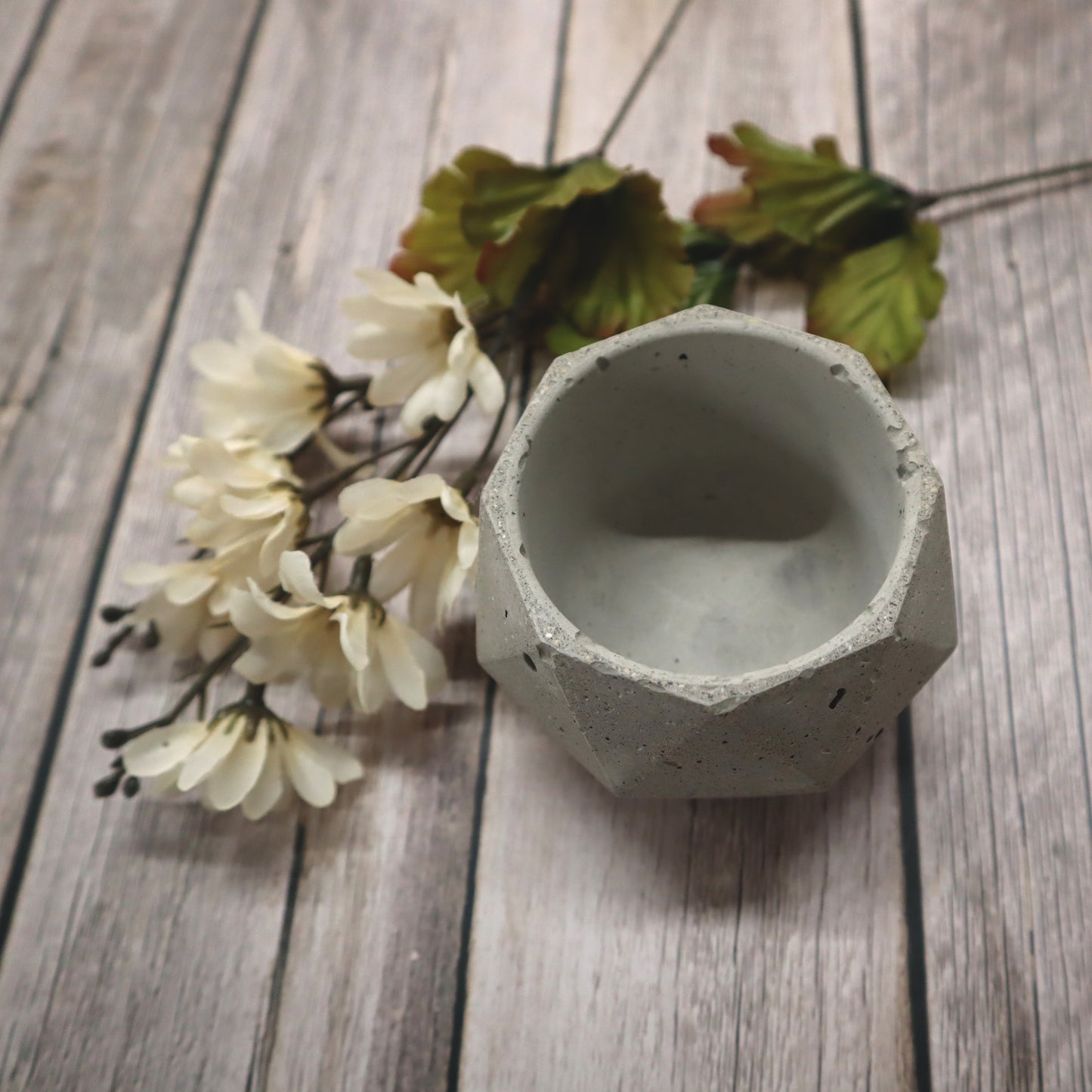 Faceted Rounded Concrete Planter