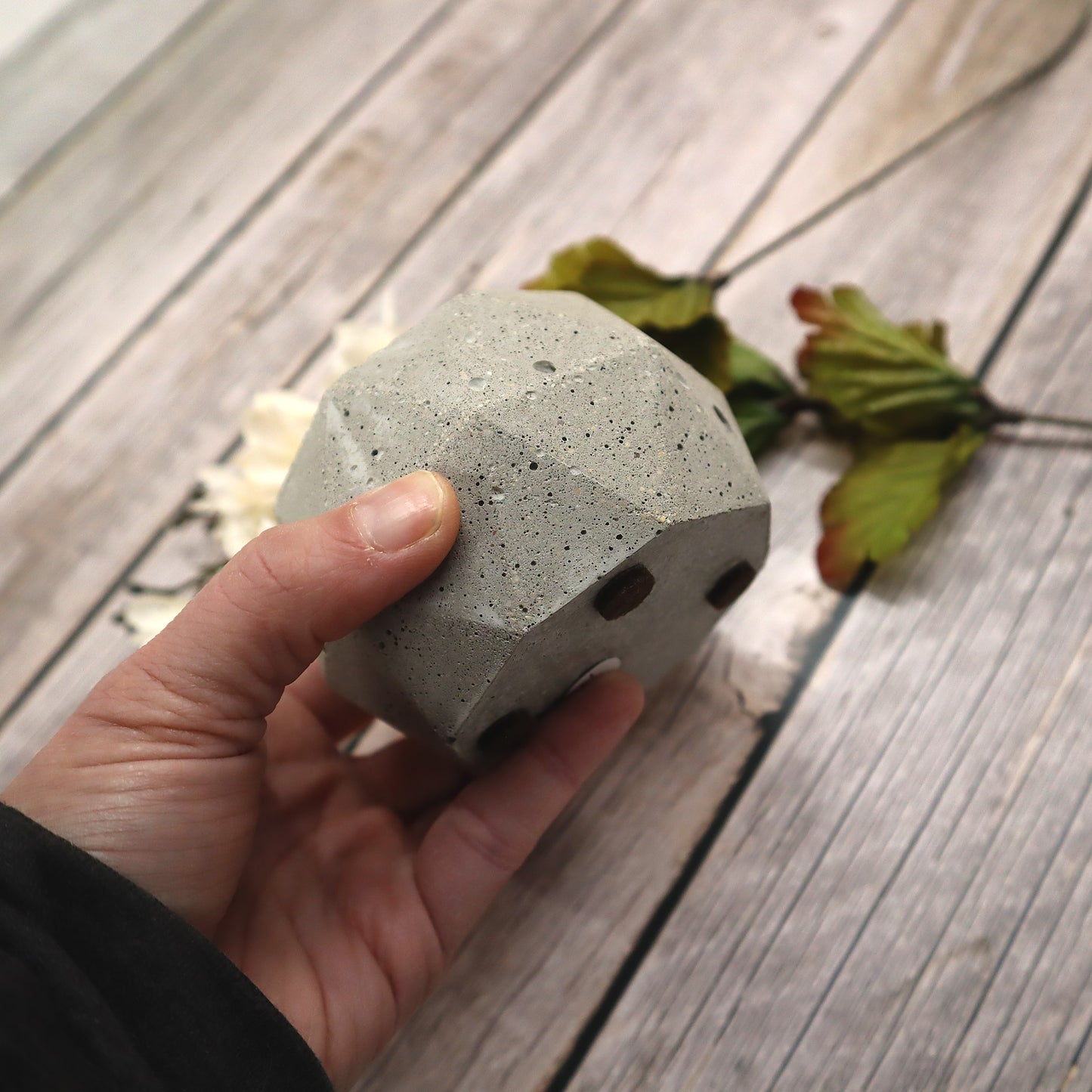 Faceted Rounded Concrete Planter