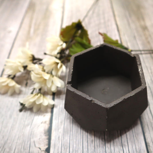 Dark Hexagon Faceted Concrete Planter