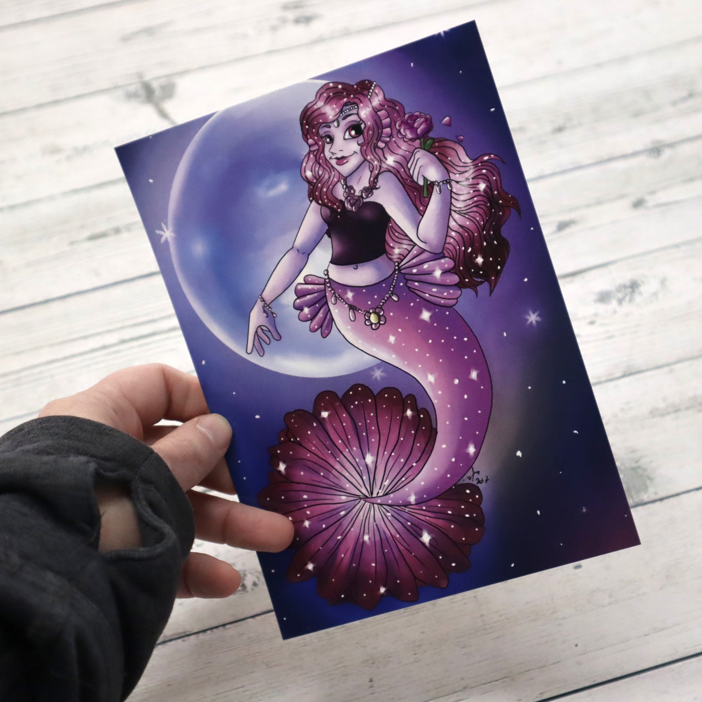 Magenta Mermaid Art Illustration Print