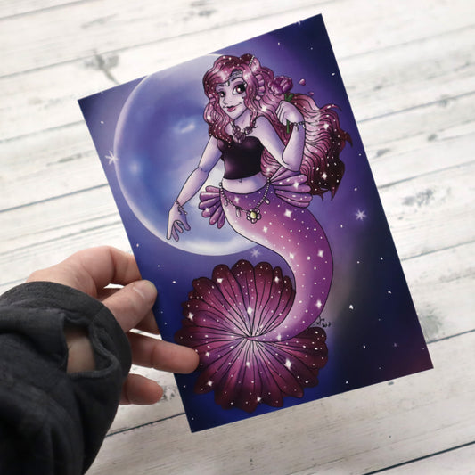 Magenta Mermaid Art Illustration Print