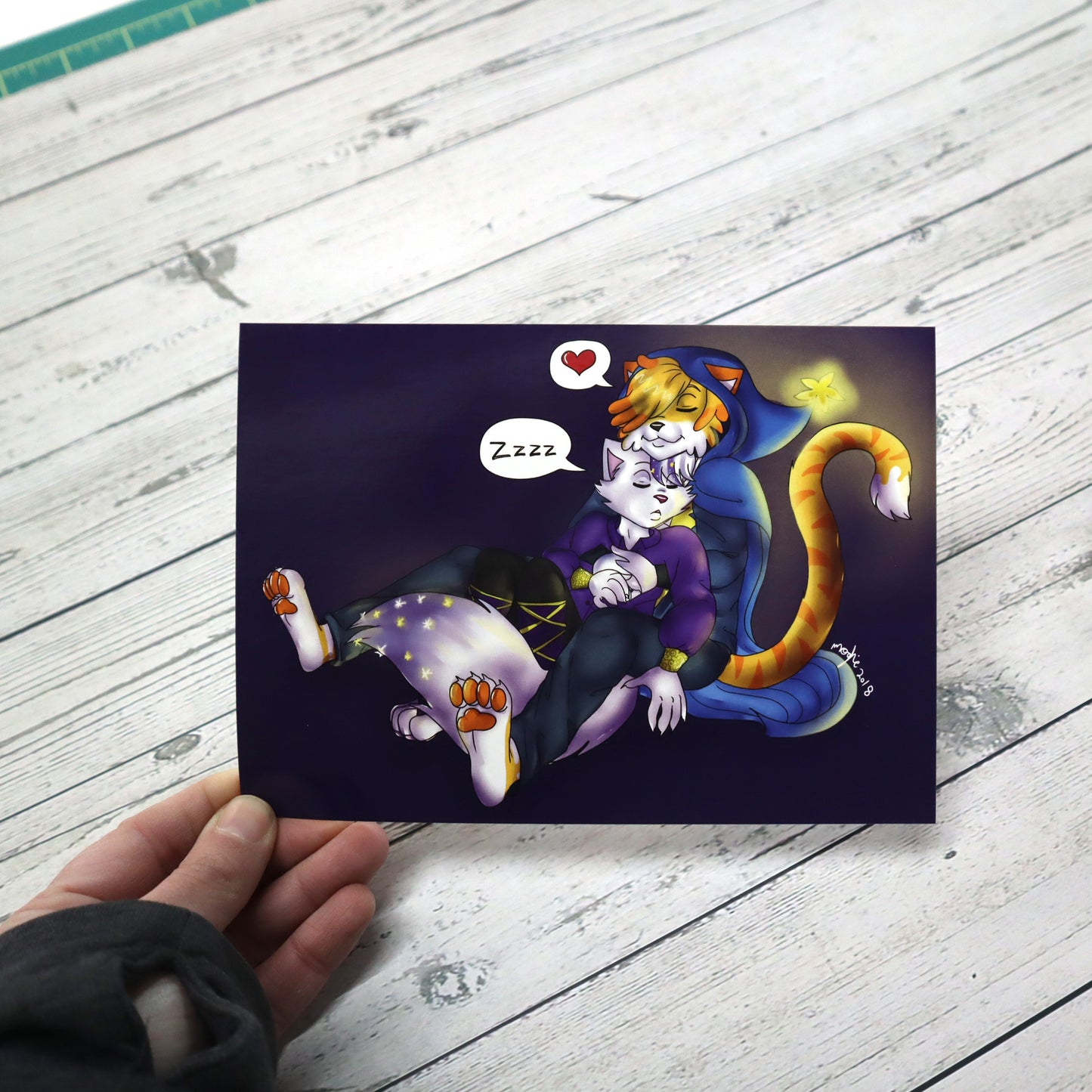 Two Cat Heroes Illustration Art Print