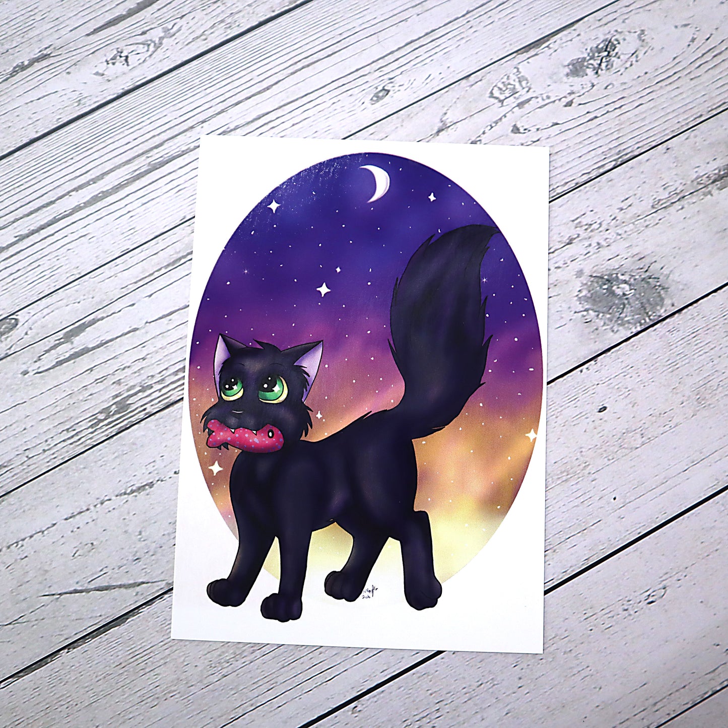 Black Cat Art Print Illustration