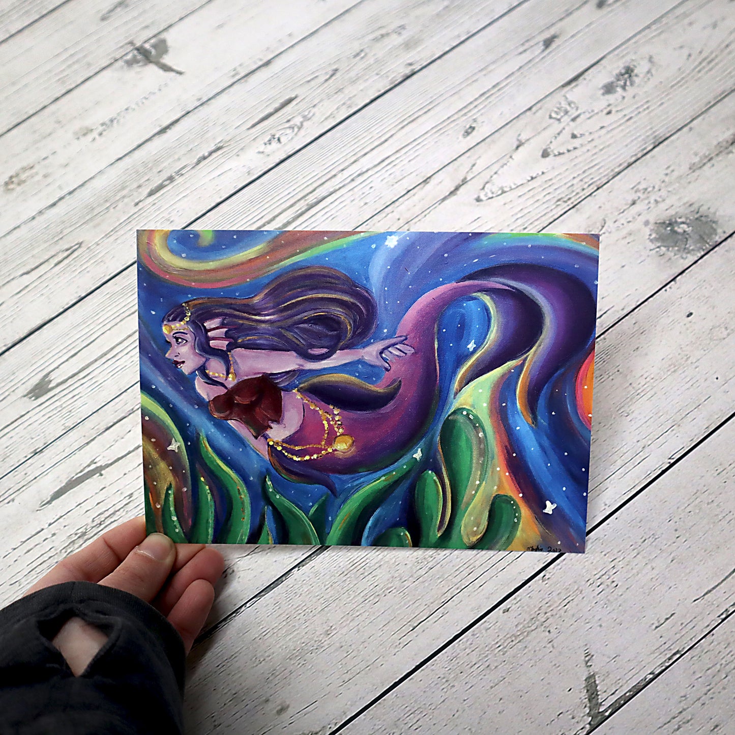 Magenta Mermaid Art Print Illustration