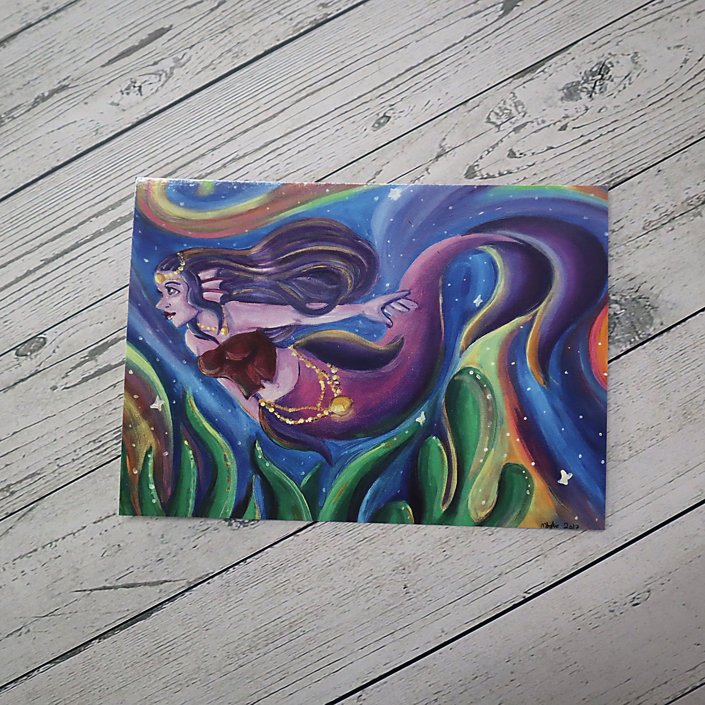 Magenta Mermaid Art Print Illustration
