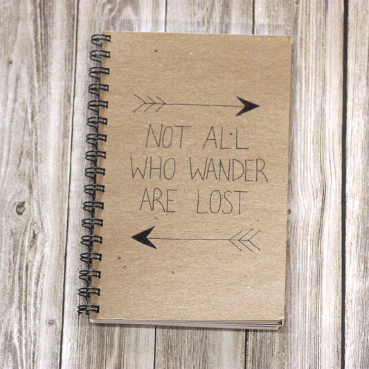 Handmade Upcycled Journal - "Not All Who Wander Are Lost"