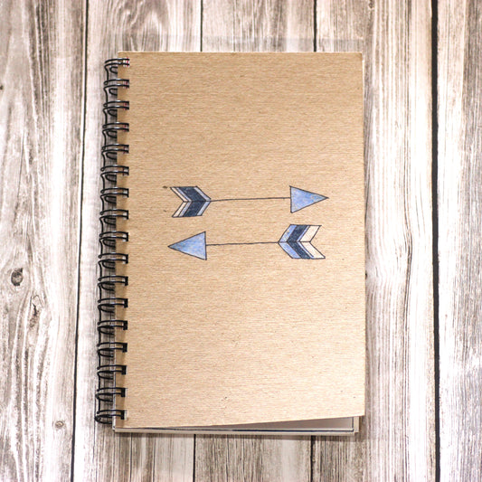 Handmade Upcycled Journal - Blue Arrows